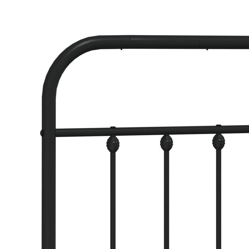 Metal Bed Frame without Mattress with Headboard Black 183x203 cm King