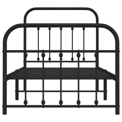 Metal Bed Frame without Mattress with Footboard Black 90x190 cm