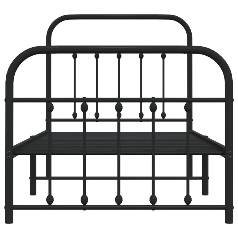 Metal Bed Frame without Mattress with Footboard Black 90x190 cm