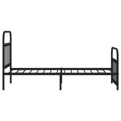 Metal Bed Frame without Mattress with Footboard Black 90x190 cm