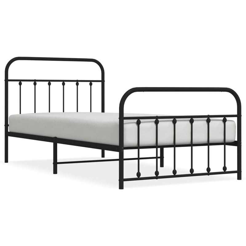 Metal Bed Frame without Mattress with Footboard Black 107x203 cm King Single