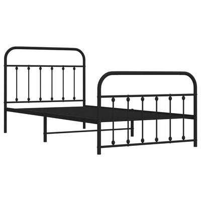 Metal Bed Frame without Mattress with Footboard Black 107x203 cm King Single