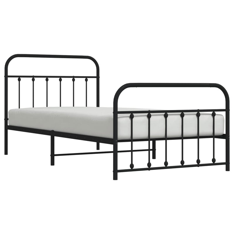 Metal Bed Frame without Mattress with Footboard Black 107x203 cm King Single