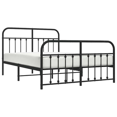 Metal Bed Frame without Mattress with Footboard Black 135x190 cm