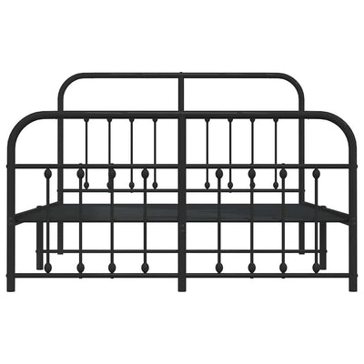 Metal Bed Frame without Mattress with Footboard Black 135x190 cm