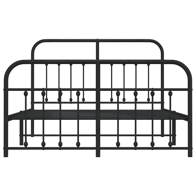 Metal Bed Frame without Mattress with Footboard Black 135x190 cm