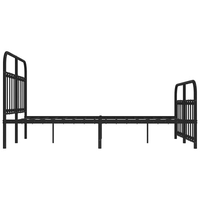 Metal Bed Frame without Mattress with Footboard Black 135x190 cm