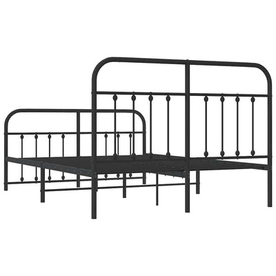 Metal Bed Frame without Mattress with Footboard Black 135x190 cm