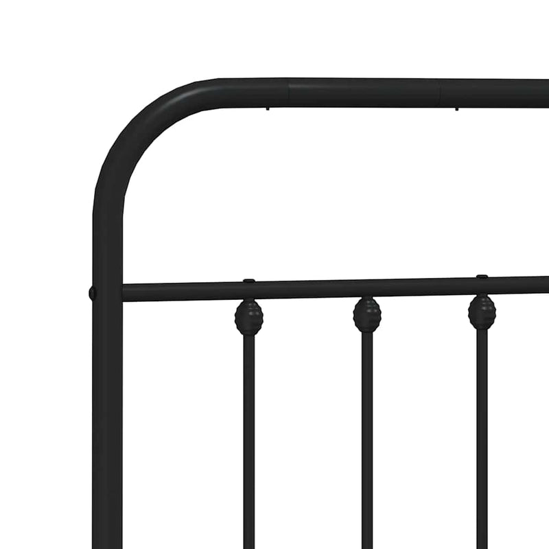 Metal Bed Frame without Mattress with Footboard Black 135x190 cm