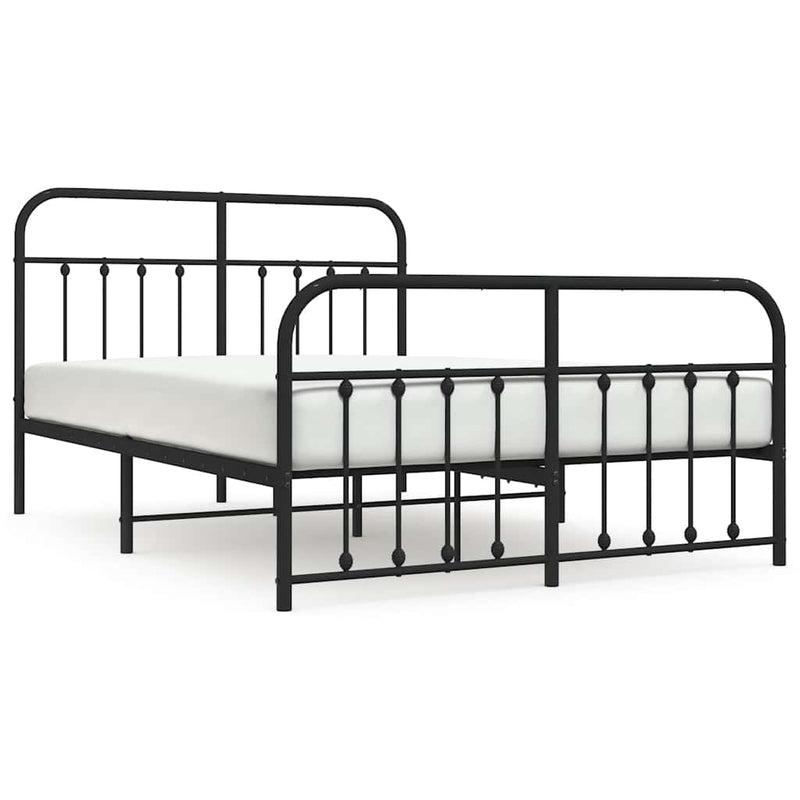 Metal Bed Frame without Mattress with Footboard Black 150x200 cm