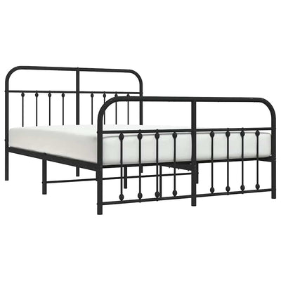 Metal Bed Frame without Mattress with Footboard Black 150x200 cm