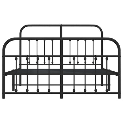 Metal Bed Frame without Mattress with Footboard Black 150x200 cm