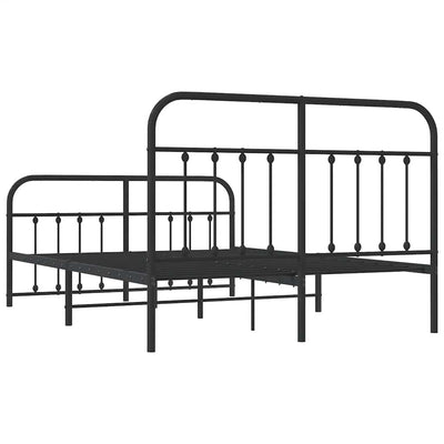 Metal Bed Frame without Mattress with Footboard Black 150x200 cm