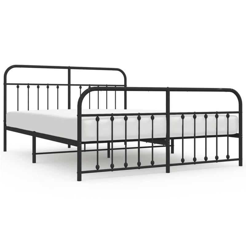 Metal Bed Frame without Mattress with Footboard Black 183x203 cm King