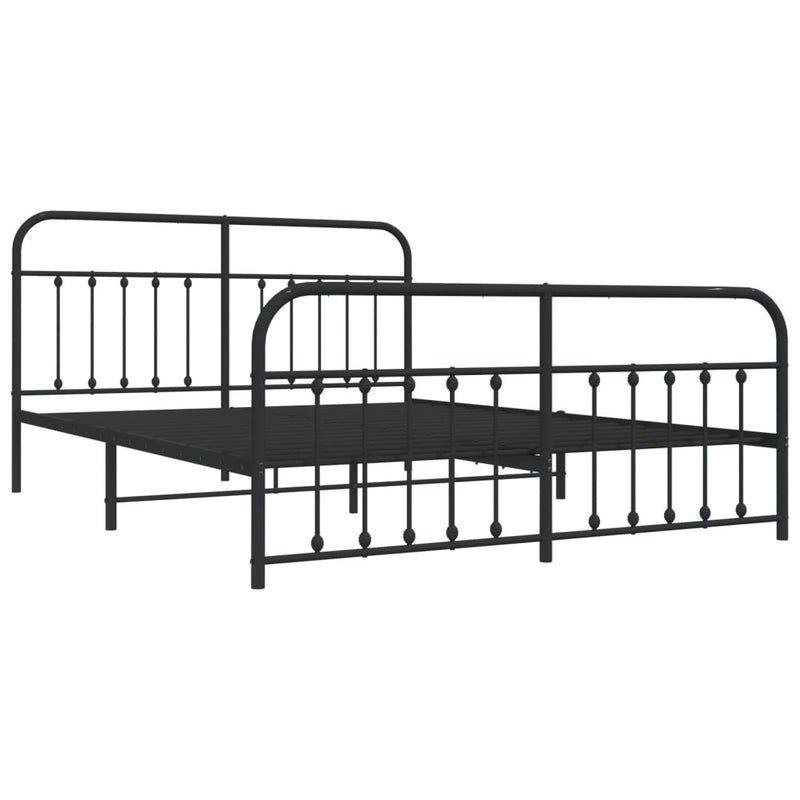 Metal Bed Frame without Mattress with Footboard Black 183x203 cm King