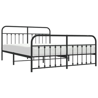 Metal Bed Frame without Mattress with Footboard Black 183x203 cm King