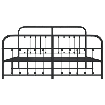 Metal Bed Frame without Mattress with Footboard Black 183x203 cm King