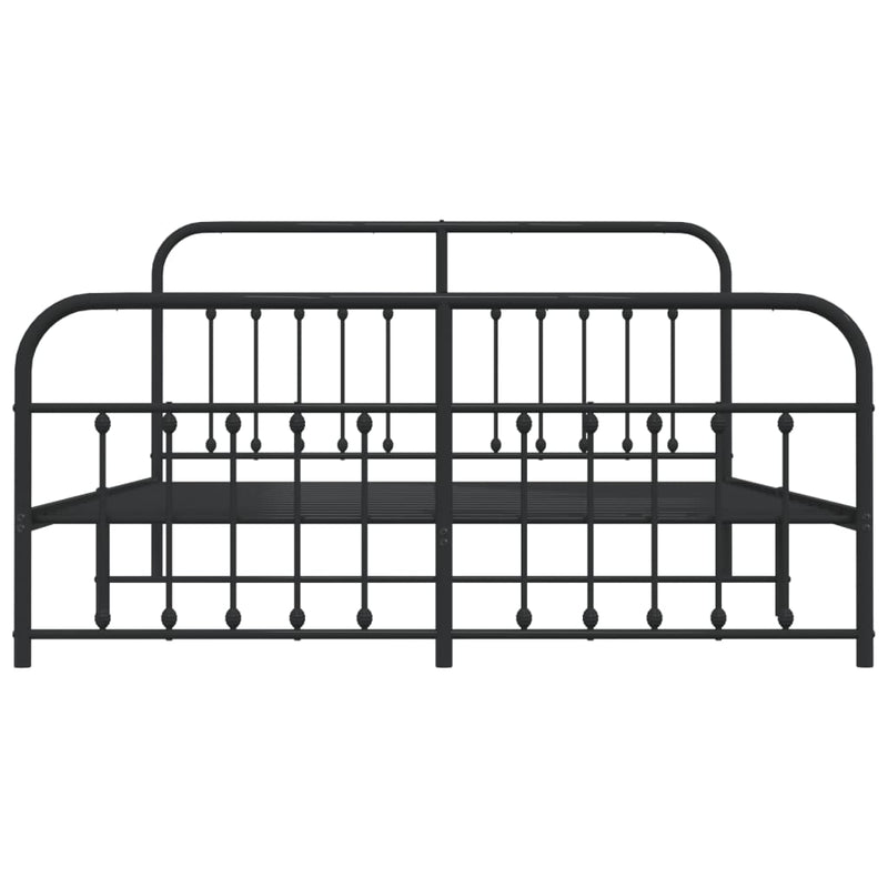 Metal Bed Frame without Mattress with Footboard Black 183x203 cm King