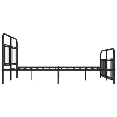 Metal Bed Frame without Mattress with Footboard Black 183x203 cm King