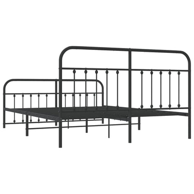 Metal Bed Frame without Mattress with Footboard Black 183x203 cm King