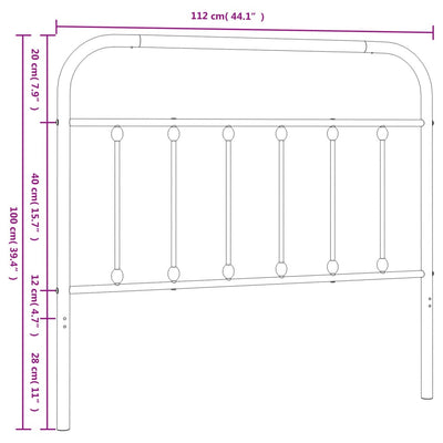 Metal Headboard Black 107 cm King Single