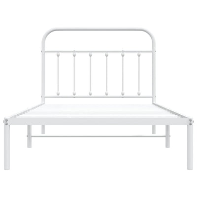 Metal Bed Frame without Mattress with Headboard White 107x203 cm King Single