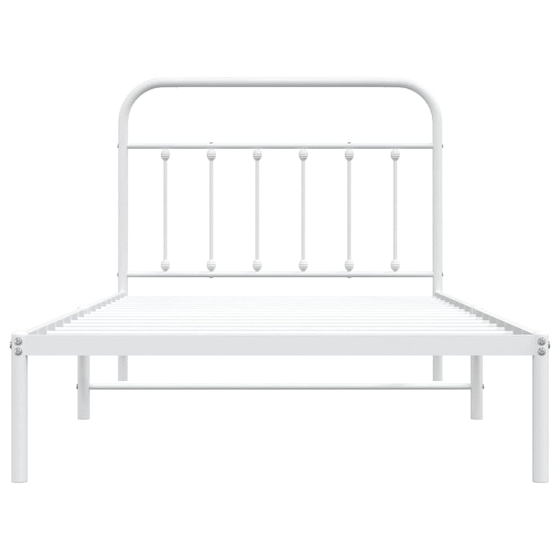 Metal Bed Frame without Mattress with Headboard White 107x203 cm King Single