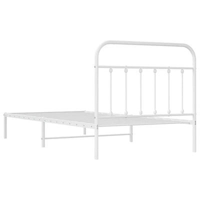 Metal Bed Frame without Mattress with Headboard White 107x203 cm King Single