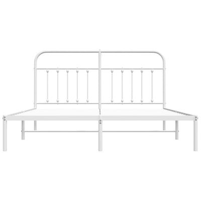 Metal Bed Frame without Mattress with Headboard White 183x203 cm King