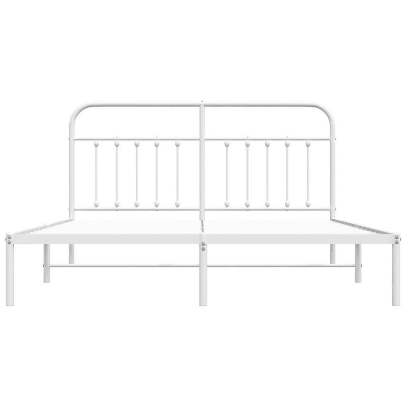 Metal Bed Frame without Mattress with Headboard White 183x203 cm King