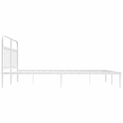 Metal Bed Frame without Mattress with Headboard White 183x203 cm King