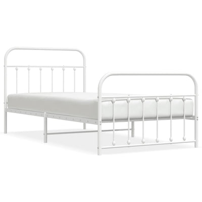 Metal Bed Frame without Mattress with Footboard White 107x203 cm King Single