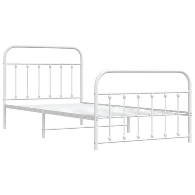 Metal Bed Frame without Mattress with Footboard White 107x203 cm King Single