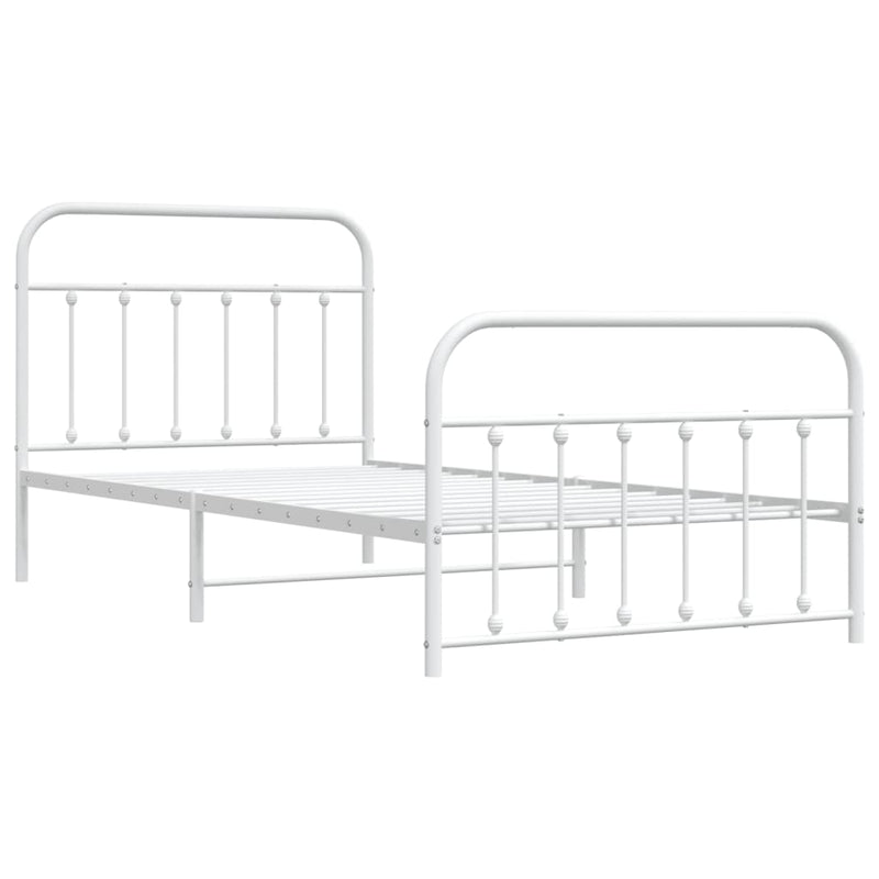 Metal Bed Frame without Mattress with Footboard White 107x203 cm King Single