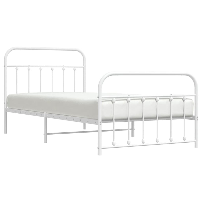 Metal Bed Frame without Mattress with Footboard White 107x203 cm King Single