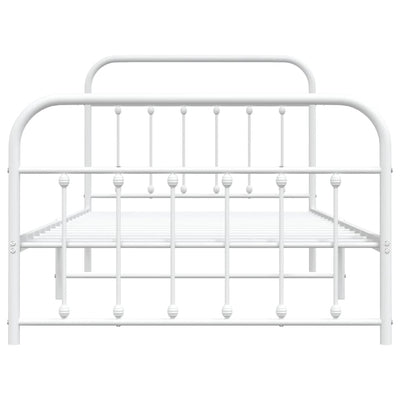 Metal Bed Frame without Mattress with Footboard White 107x203 cm King Single