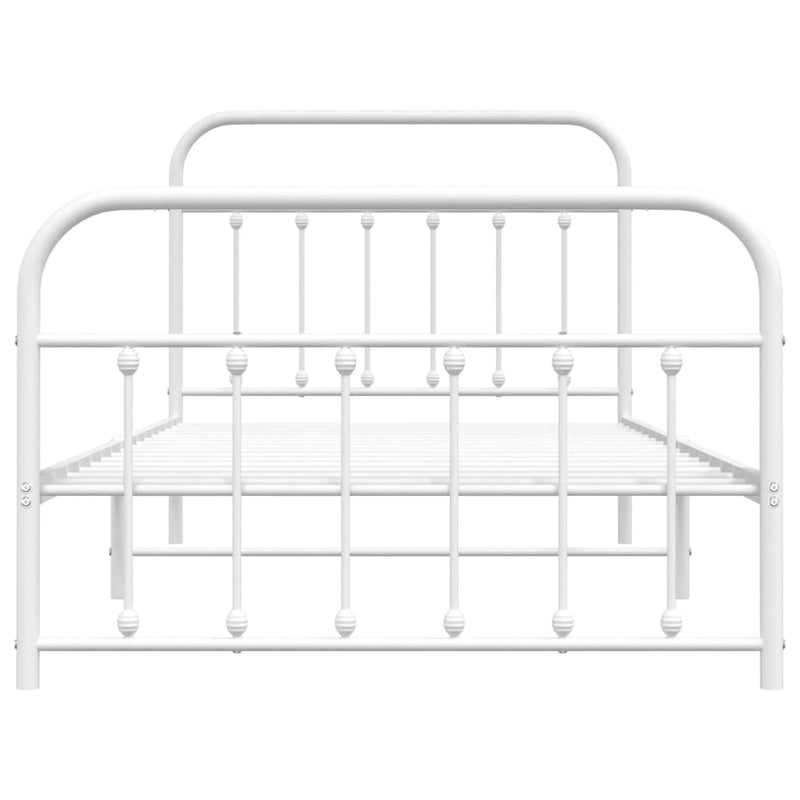 Metal Bed Frame without Mattress with Footboard White 107x203 cm King Single