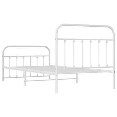 Metal Bed Frame without Mattress with Footboard White 107x203 cm King Single