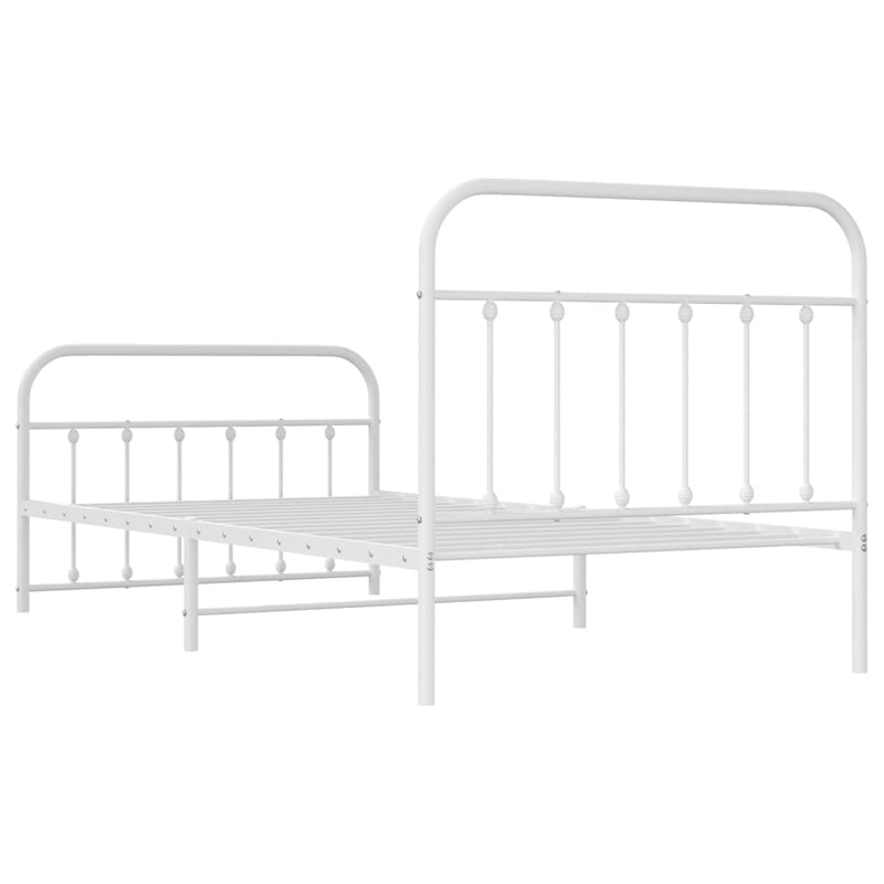 Metal Bed Frame without Mattress with Footboard White 107x203 cm King Single