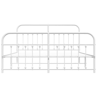 Metal Bed Frame without Mattress with Footboard White 183x203 cm King