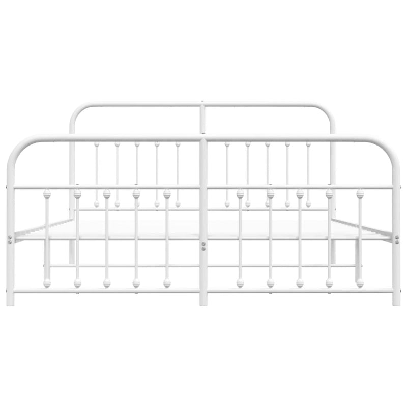 Metal Bed Frame without Mattress with Footboard White 183x203 cm King