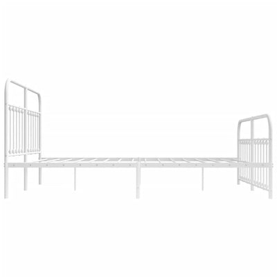 Metal Bed Frame without Mattress with Footboard White 183x203 cm King