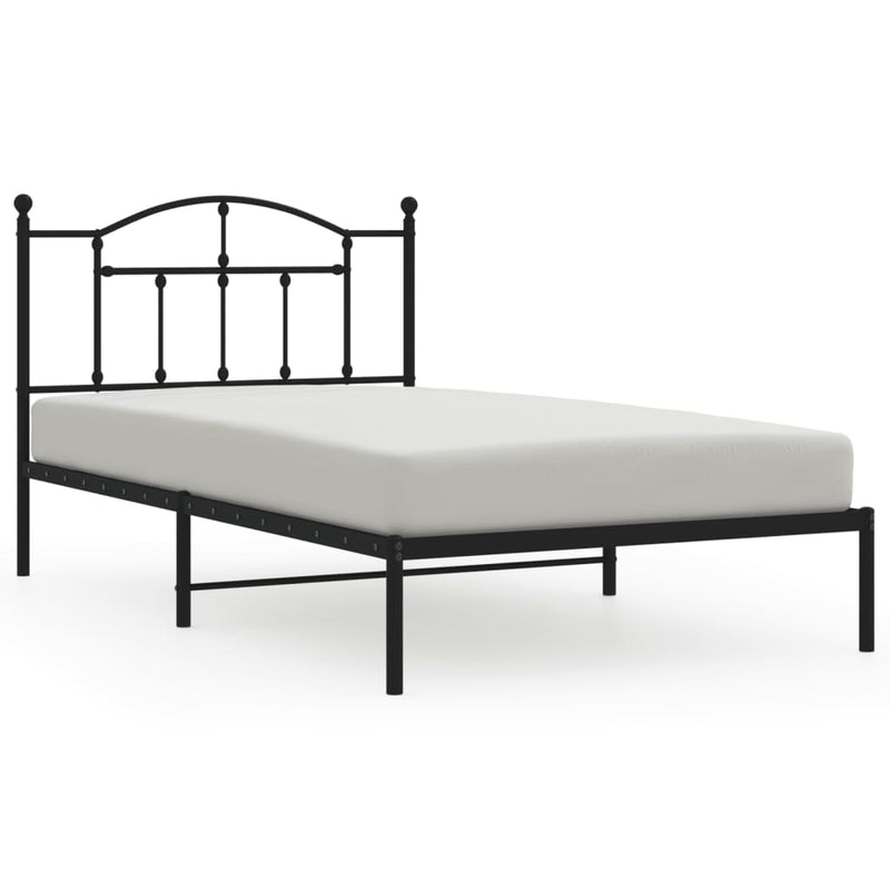 Metal Bed Frame without Mattress with Headboard Black 107x203 cm King Single