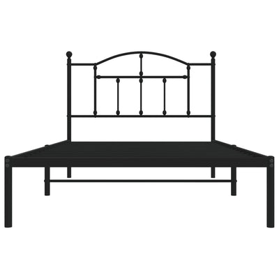 Metal Bed Frame without Mattress with Headboard Black 107x203 cm King Single