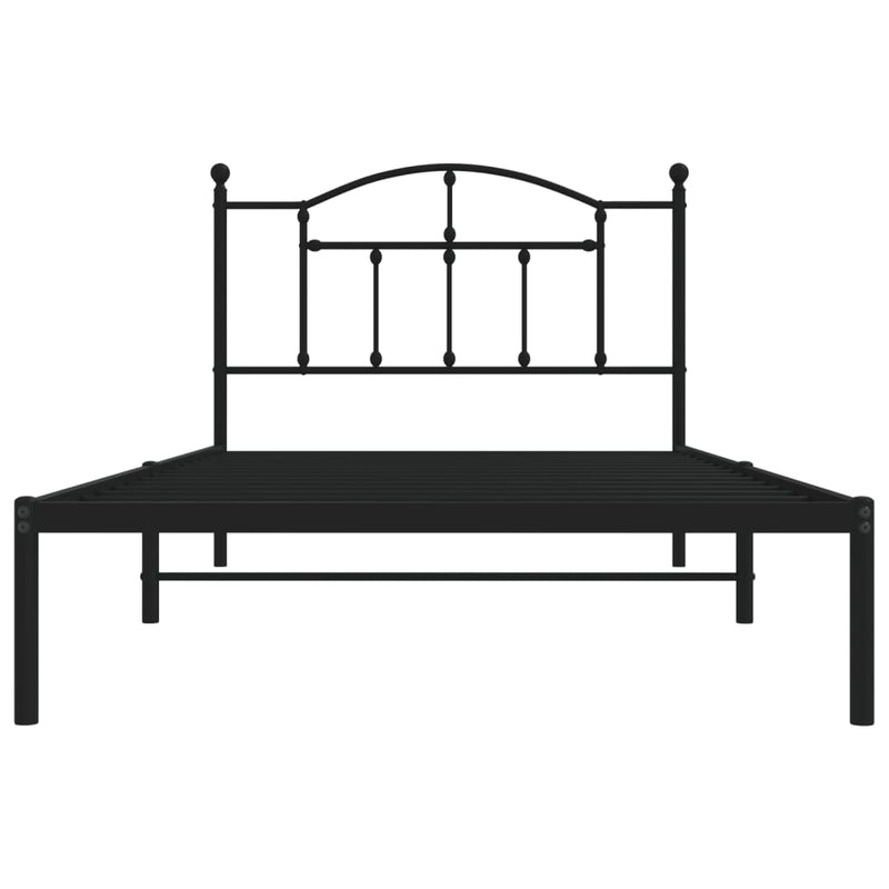 Metal Bed Frame without Mattress with Headboard Black 107x203 cm King Single