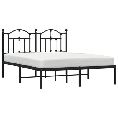 Metal Bed Frame without Mattress with Headboard Black 150x200 cm