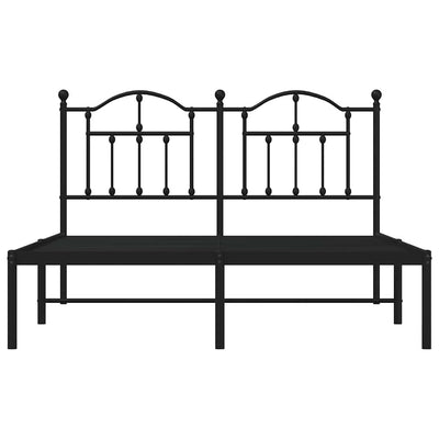 Metal Bed Frame without Mattress with Headboard Black 150x200 cm