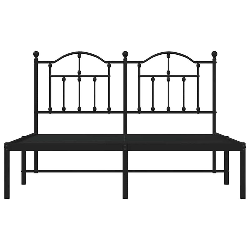 Metal Bed Frame without Mattress with Headboard Black 150x200 cm