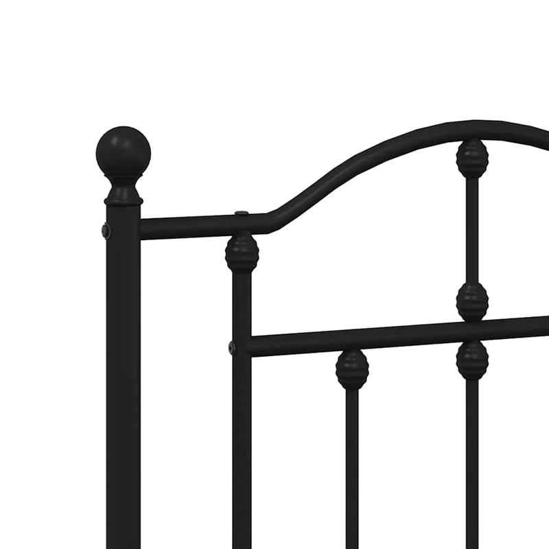 Metal Bed Frame without Mattress with Headboard Black 150x200 cm