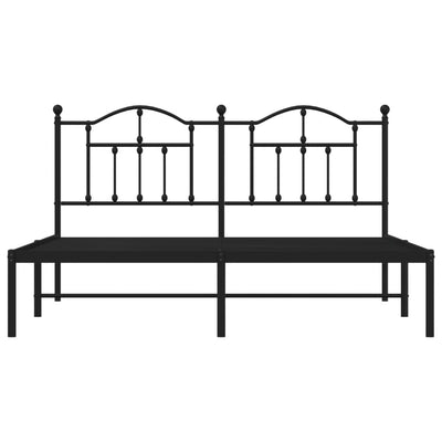 Metal Bed Frame without Mattress with Headboard Black 183x203 cm King